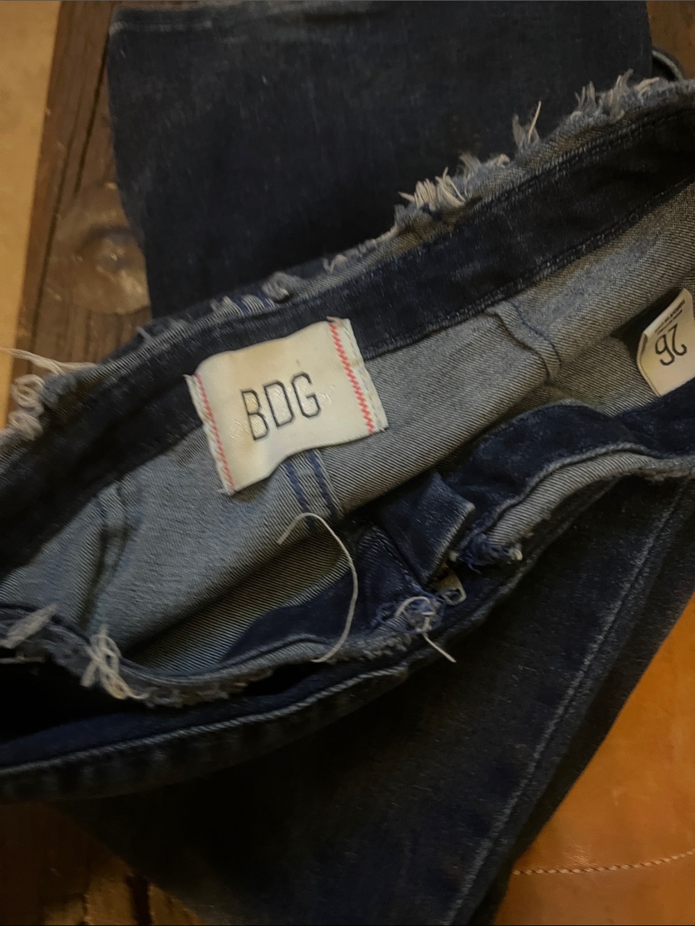 Urban Outfitters BDG Women's Iona Dark Blue Frayed-Hem Jeans